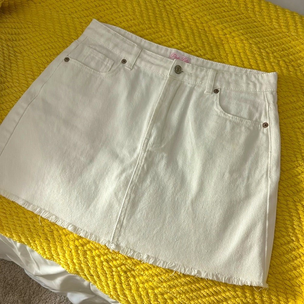 White denim mini skirt
